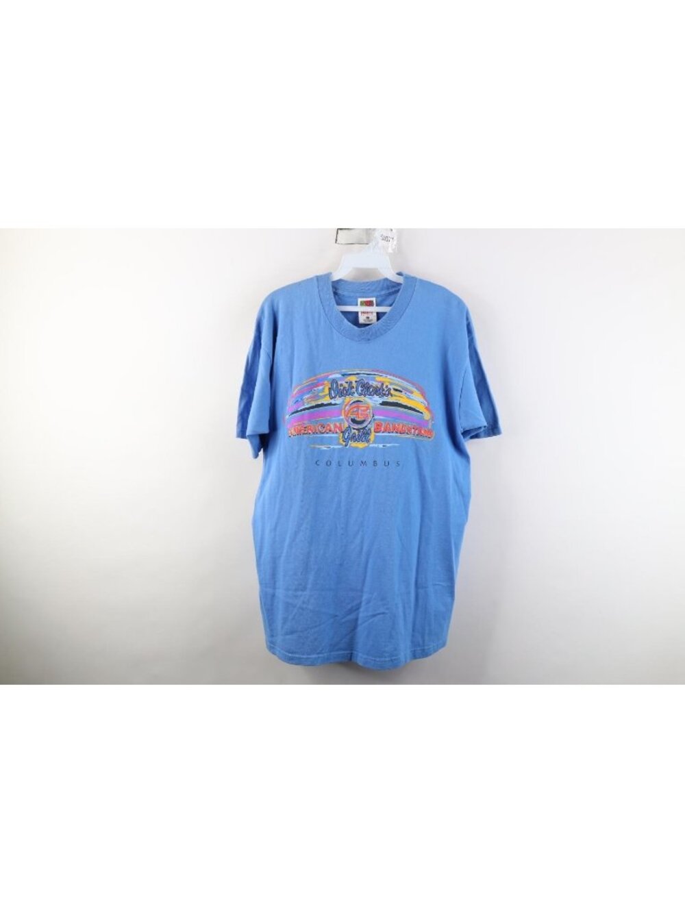 Vintage 90s Mens Large Faded Dick Clark's American Bandstand Grill T-Shirt Blue